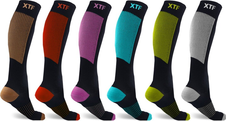 Extreme Fit Copper Compression Socks for Men & Women, 6 Pairs