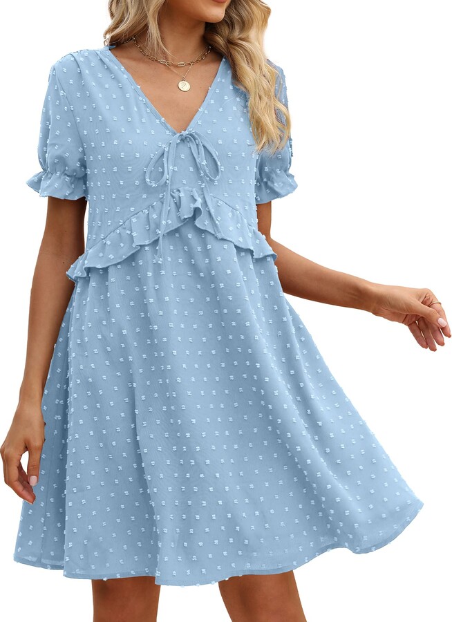 WEESO Puff Sleeve Wedding Guest Dresses for Bride Women Spring Baby