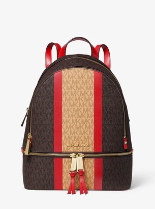 bryant retro stripe leather backpack