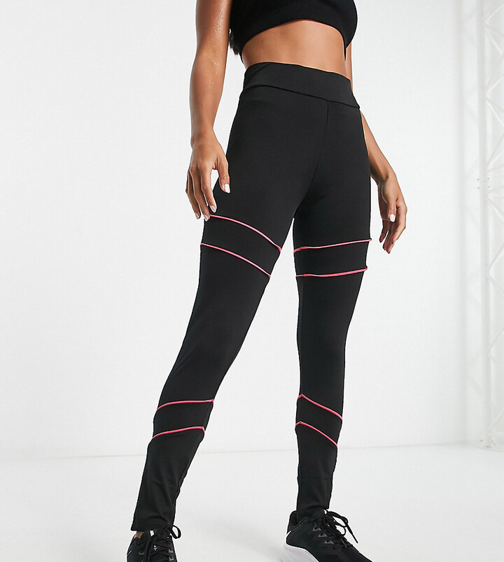 Threadbare Fitness Petite gym leggings with contrast piping in black -  ShopStyle Pants