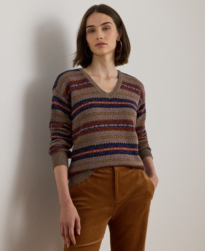 Lauren Ralph Lauren Petite Fair Isle V-Neck Sweater