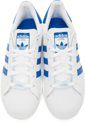 adidas White & Blue Superstar Sneakers