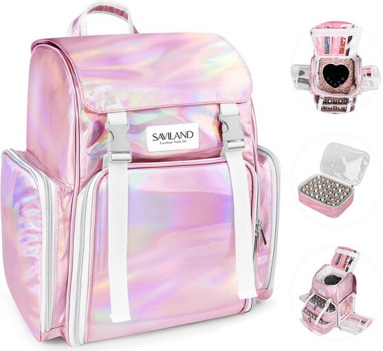 SAVILAND Nail Polish Organizer Bag: PU Leather Nail Kit Organizer