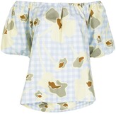 Thumbnail for your product : Lee Mathews Floral Gingham-Print Off-The-Shoulder Top