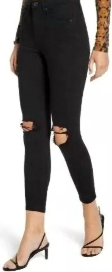 Topshop High Rise Jamie Stretch Denim Ripped Skinny Jeans In Black