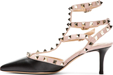 Thumbnail for your product : Valentino Black & Rose Rockstud Strapped Heels