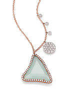 Thumbnail for your product : Meira T Agate, Diamond, 14K Rose & White Gold Triangle Necklace