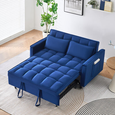 Modern Style + Velvet + Wood + Sponge + Blue + Standard + for Sofa bed