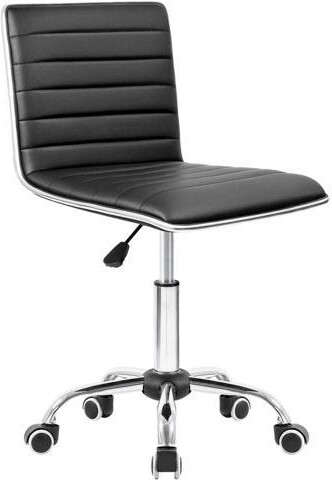 VINIUSIKI Homall Modern Adjustable Low Back Armless Ribbed Task Chair Office Chair Desk Chair, Vanity Chair Swivel Rolling Leather Computer Chairs Conference...
