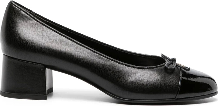 Tory Burch 45mm Cap-Toe Leather Pumps