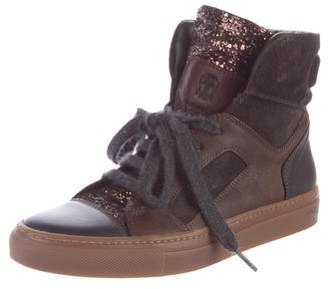 Brunello Cucinelli Leather High-Top Sneakers