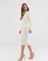 Thumbnail for your product : ASOS Design DESIGN slinky keyhole ruched waist midi dress