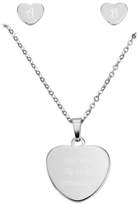 Thumbnail for your product : MeMeDIY Tone Stainless Steel Pendant Necklace & Earrings Heart Set 18" Chain ,come with Chain - Customized Engraving