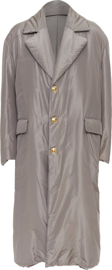 Versace Silk Padded Gold Medusa Buttons Long Belted Coat