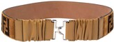Thumbnail for your product : Fendi Tan Zucca Velvet and Stretch Leather Waist Belt 75CM