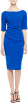 Thumbnail for your product : Lela Rose Deedie 3/4-Sleeve Side Ruched Dress, Cobalt