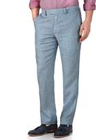 Thumbnail for your product : Charles Tyrwhitt Light Blue Slim Fit Linen Tailored Pants Size W34 L30