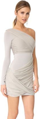 Alice + Olivia Crissy Wrap One Sleeve Goddess Dress