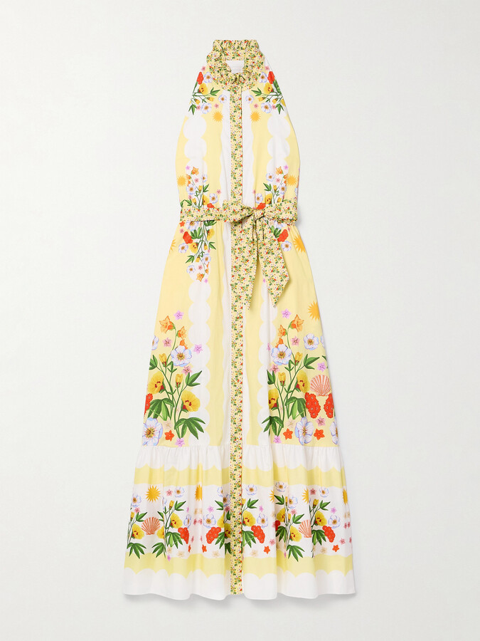 Borgo de Nor - Biba Belted Printed Cotton Midi Dress - Multi
