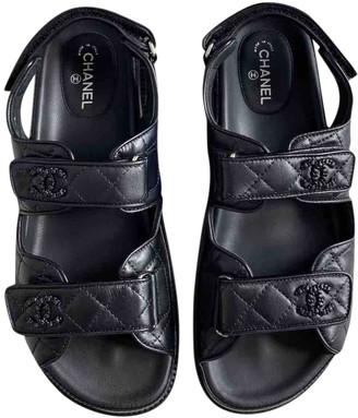 Pre-owned Chanel Dad Sandals Black Leather Sandals