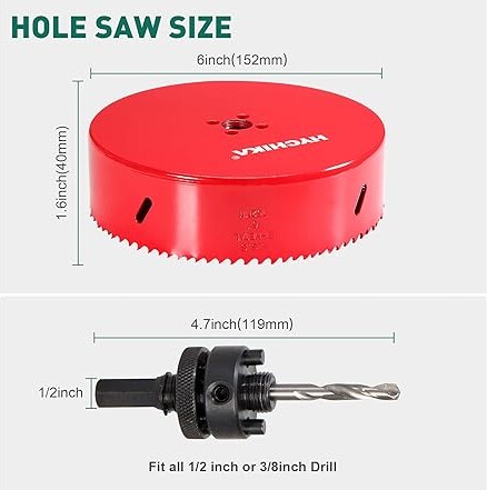 HYCHIKA BETTER TOOLS FOR BETTER LIFE HYCHIKA 6" Hole Saw Bi-Metal