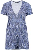 Thumbnail for your product : boohoo Petite Amy Deep V Neck Printed Shift Dress