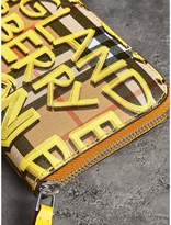 Thumbnail for your product : Burberry Graffiti Print Vintage Check Leather Ziparound Wallet