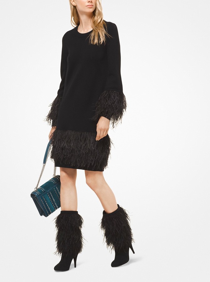 michael kors feather dress
