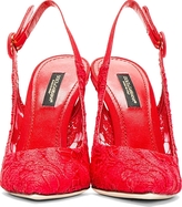 Thumbnail for your product : Dolce & Gabbana Red Lace Slingback Heels