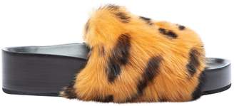 Celine Orange Fur Sandals
