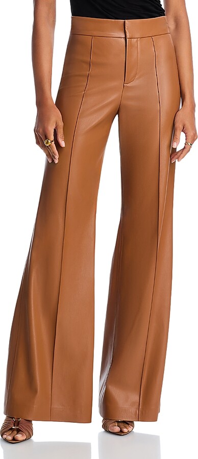 Alice + Olivia Dylan High Waist Wide Leg Pants in Black Faux Leather