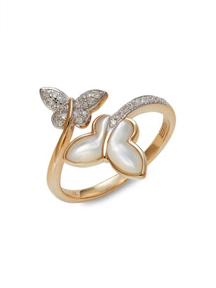 Bowl Of Silver Butterfly Pearl Treasure Zircon Ring Women De 