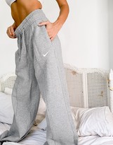 Thumbnail for your product : Nike mini swoosh high waisted wide leg joggers in grey
