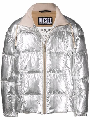 old navy silver puffer jacket