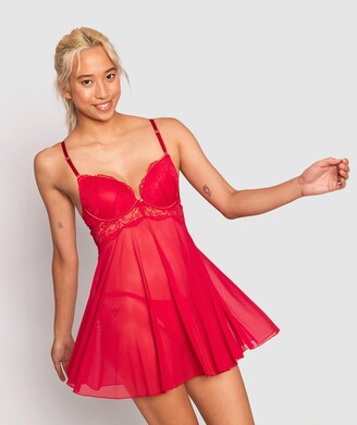 Night Games Nicolette Push Up Babydoll - Red - RED - ShopStyle