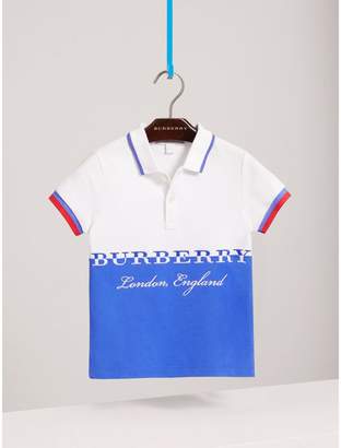 Burberry Embroidered Two-tone Cotton Piqué Polo Shirt