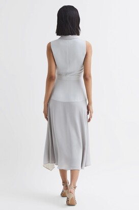 Reiss Pleated Fitted Midi Dress