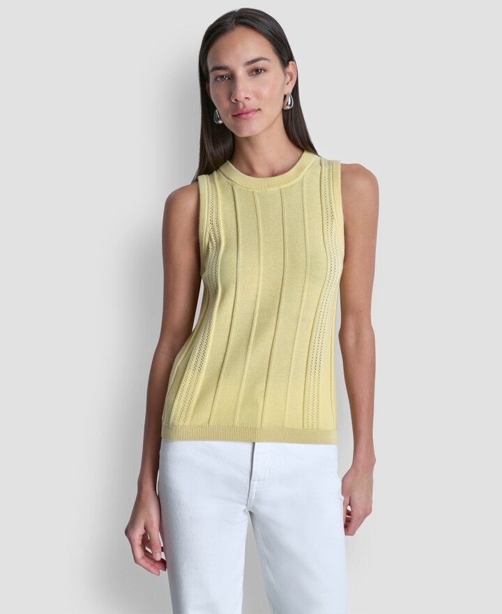 DKNY Women's Crew Neck Sleeveless Sweater