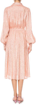 Marc Jacobs Shimmer Drape-Neck Long-Sleeve Dress