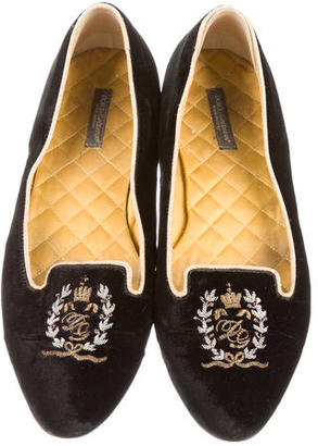 Dolce & Gabbana Embroidered Velvet Loafers