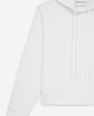 The Kooples Fleece white sweatshirt with lace strips