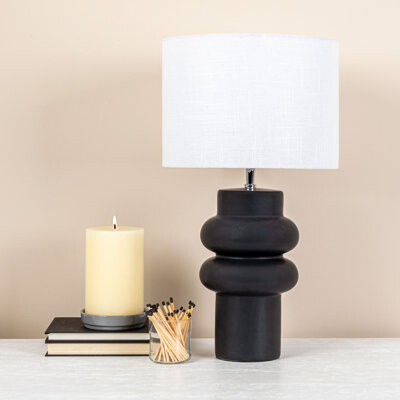 Wrought Studio Luetta Stoneware Table Lamp with Linen Shade