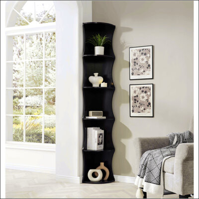 Five Shelf Corner Bookcase