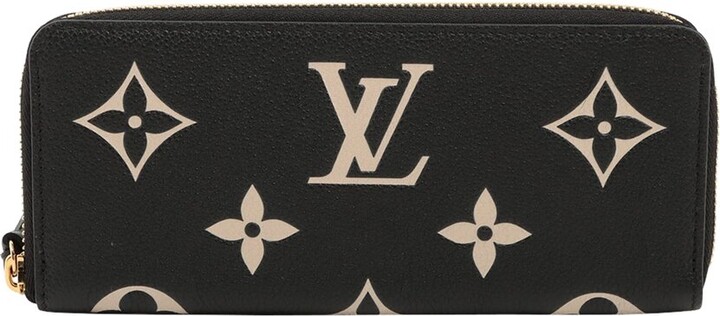 Louis Vuitton Black & Beige Canvas Wallet Clemence (Authentic Pre