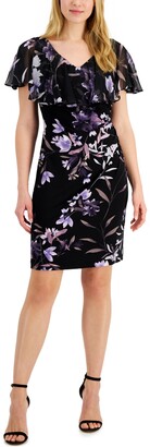 Connected Petite Printed Popover Sheath Dress