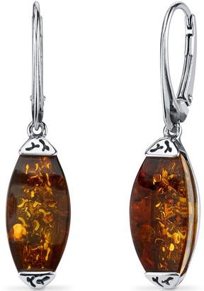 Ice Baltic Amber Sterling Silver Gallery Dangle Earrings