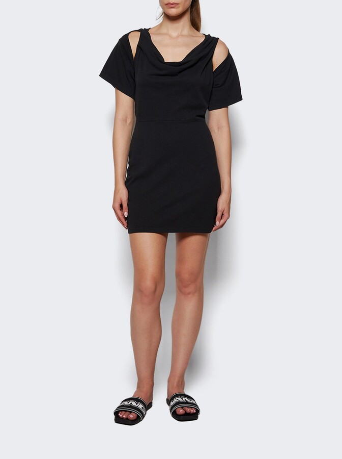 Alexander Wang Deconstructed Cowl Neck Mini Dress Black