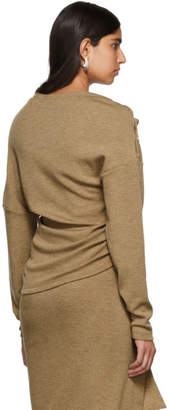 Paco Rabanne Brown Wool Off-The-Shoulder Pullover
