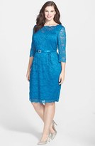 Thumbnail for your product : Alex Evenings Belted Lace Sheath Dress (Plus Size)