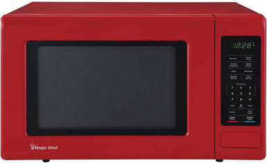 Magic Chef 0.9 Cubic Feet 900 Watt Stainless Countertop Microwave Oven, Red